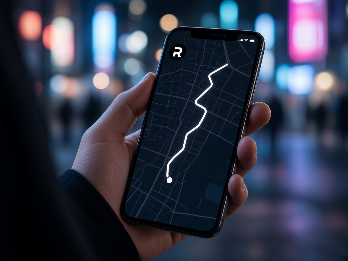 Phone showing last mile technologies map tracking for Ryde last mile
